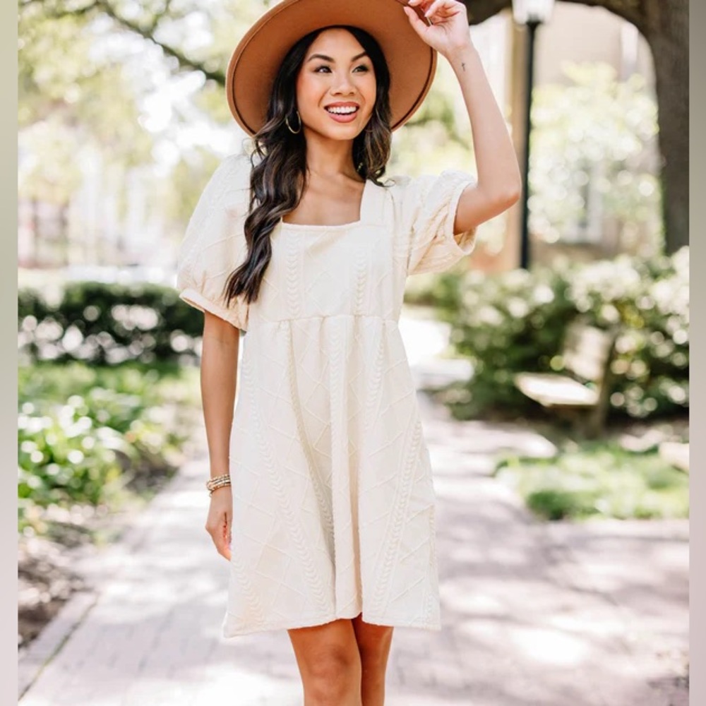 Listicle This Is Love Creampuff Cable Knit Babydoll Dress - Size L